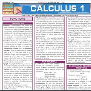 QuickStudy CALCULUS 1 Study Guide